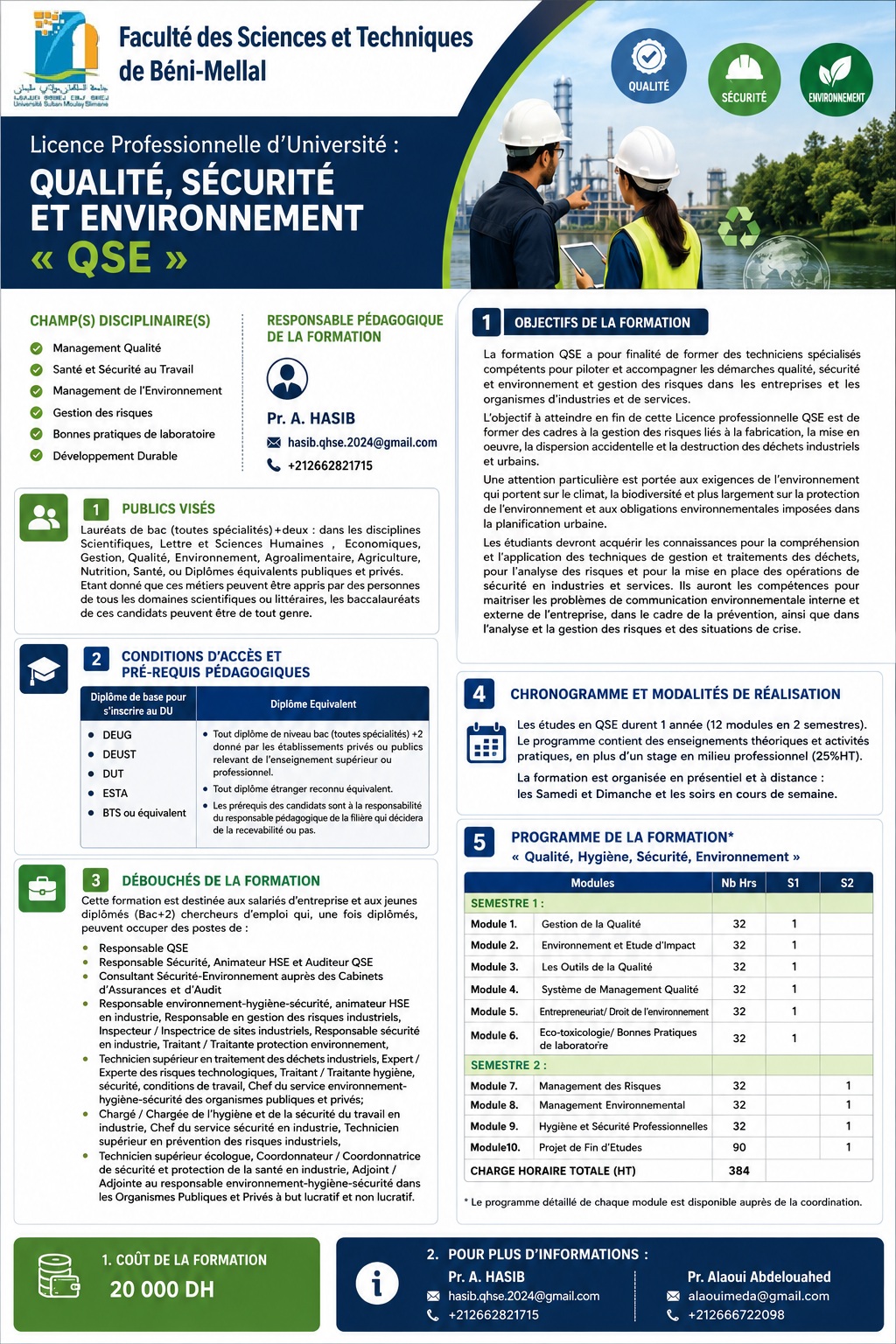 Licence Professionnelle d’Université : Qualité, Sécurité et Environnement